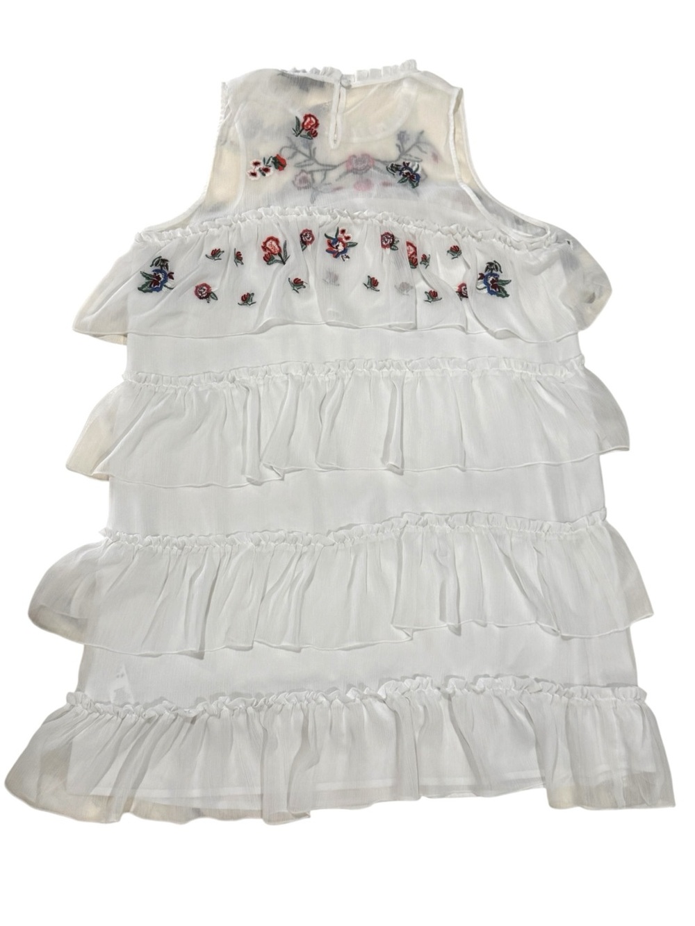 MAXSPORT White Ivory Floral Embroidered Tiered Ruffle Dress XL NWOT - Picture 6 of 12
